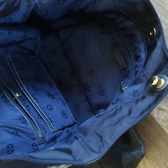 Tory Burch Navy Blue Nylon Cinched Tote Bag - Picture 9 of 14
